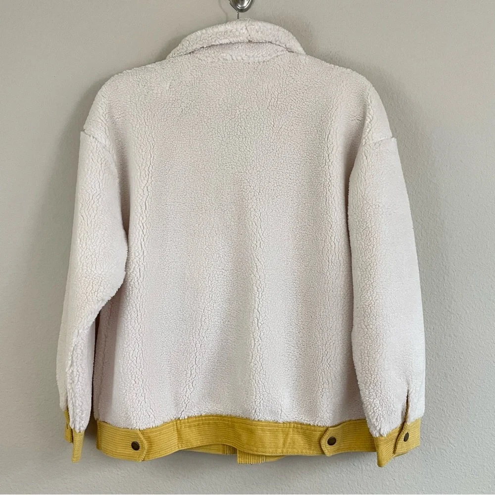 JODIFL‎ Corduroy Trim Button Up Sherpa Jacket Size S Cabincore